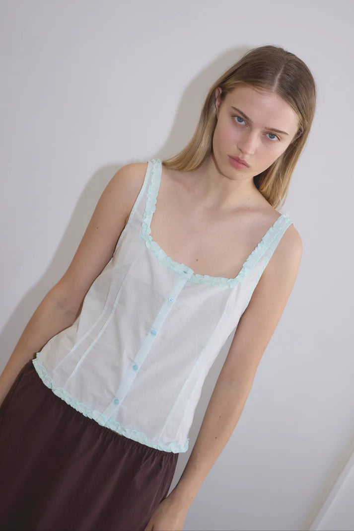 Button Frill Top Mint (XS/S/M/L) AND Button Halter- Umber (XS/S/M/L/)