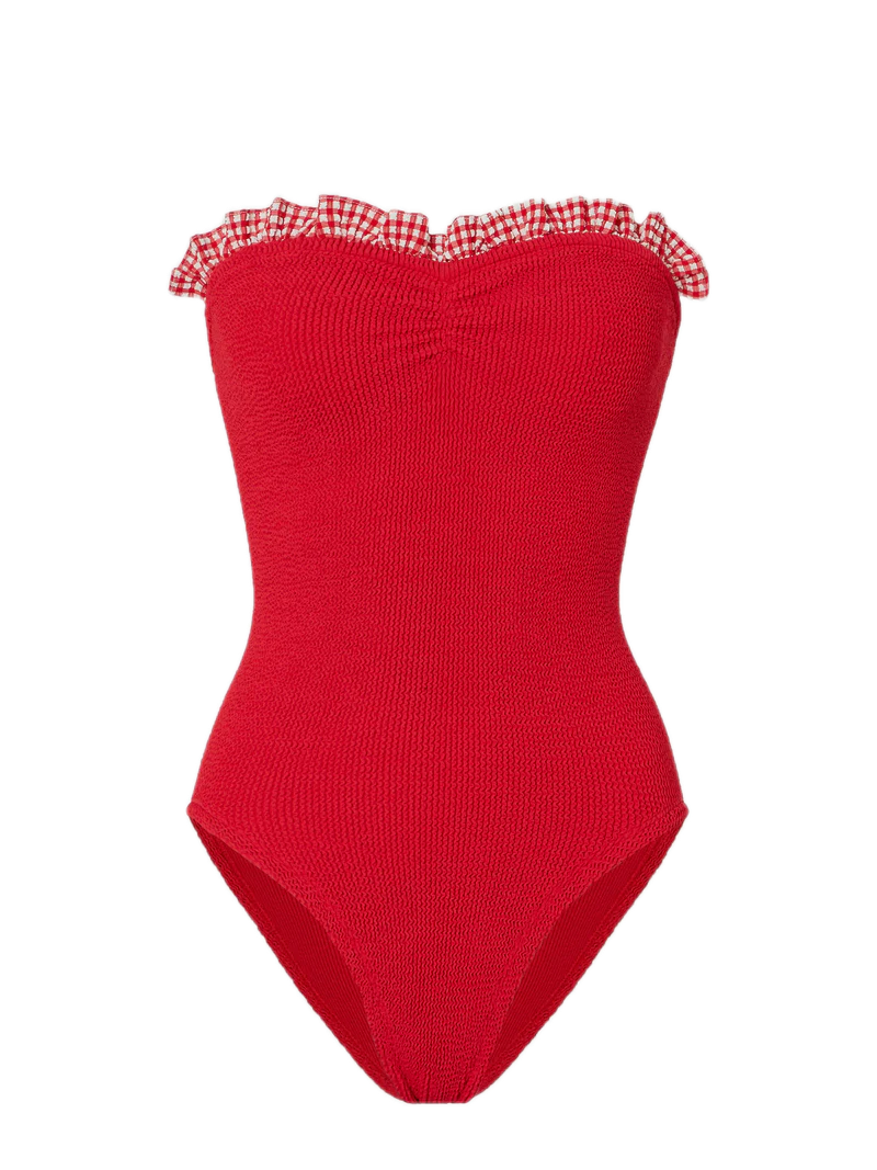 Dolly Swimsuit - RED AND Celine Seersucker One Piece Swimsuit- Metallic Chocolate
