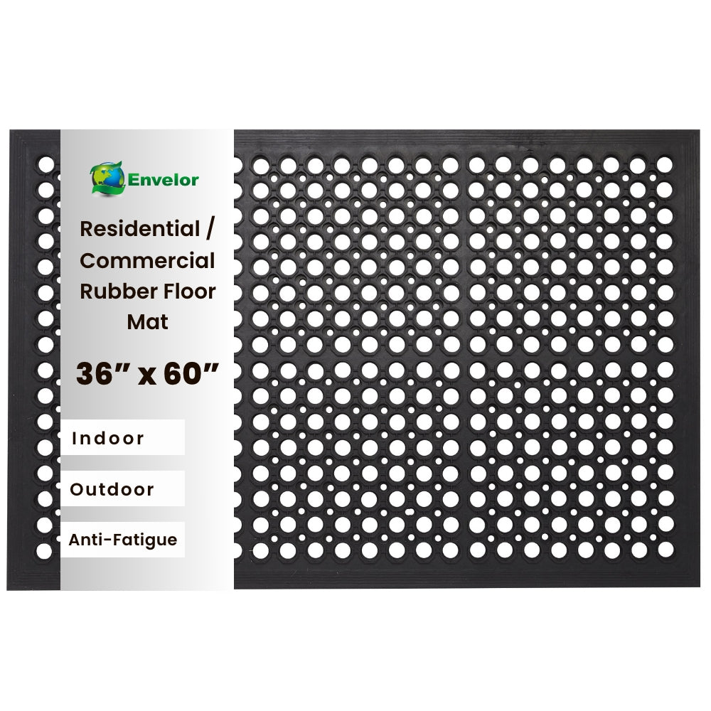 Envelor Anti Fatigue Mats For Kitchen Floor, Rubber Bar Mat, Non Slip Commercial Floor Mat With Drainage Holes, Indoor Outdoor Rubber Mat For Restaurant, Garage, Entryway, Entry Mat (24X36 RAMP ) - All Packs