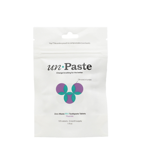 UnPaste MINT FLUORIDE TOOTHPASTE TABLETS - 125 TABS POUCH (Case Pack Of 24)