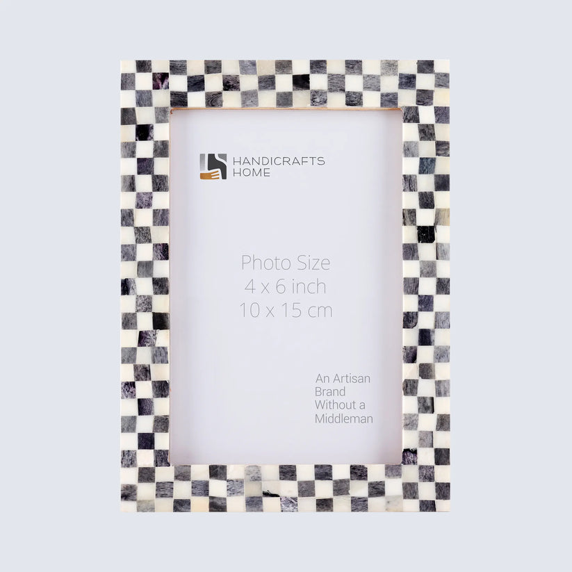 Decorative Picture Frames (Checked Grey White 4X6X0.75 In, Indigo Mosaic 4X6X1 In.)