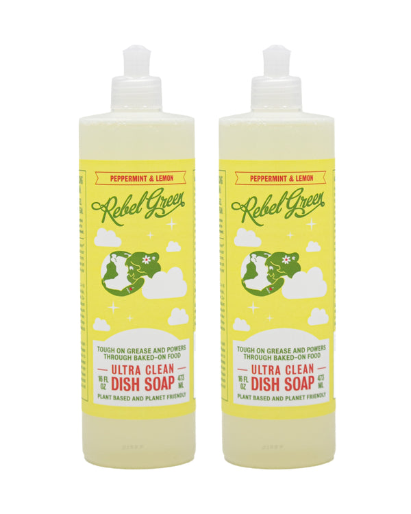 Rebel Green USDA Certified Organic Peppermint Lemon Dish Soap 6 Packs