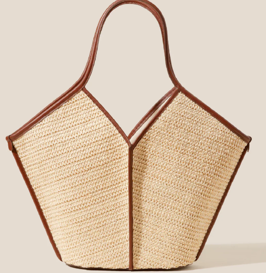 Calella Soft Raffia Handbag (Natural / Chestnut) AND AmaiaMiniDress (Floral Vine)(all Sizes)