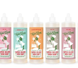 Rebel Green Dish Soap 16 Ounce 4 Packs(Peppermint-Lemon , Lavender-Grapefruit, Dish Soap Pink Lilac, Chai)