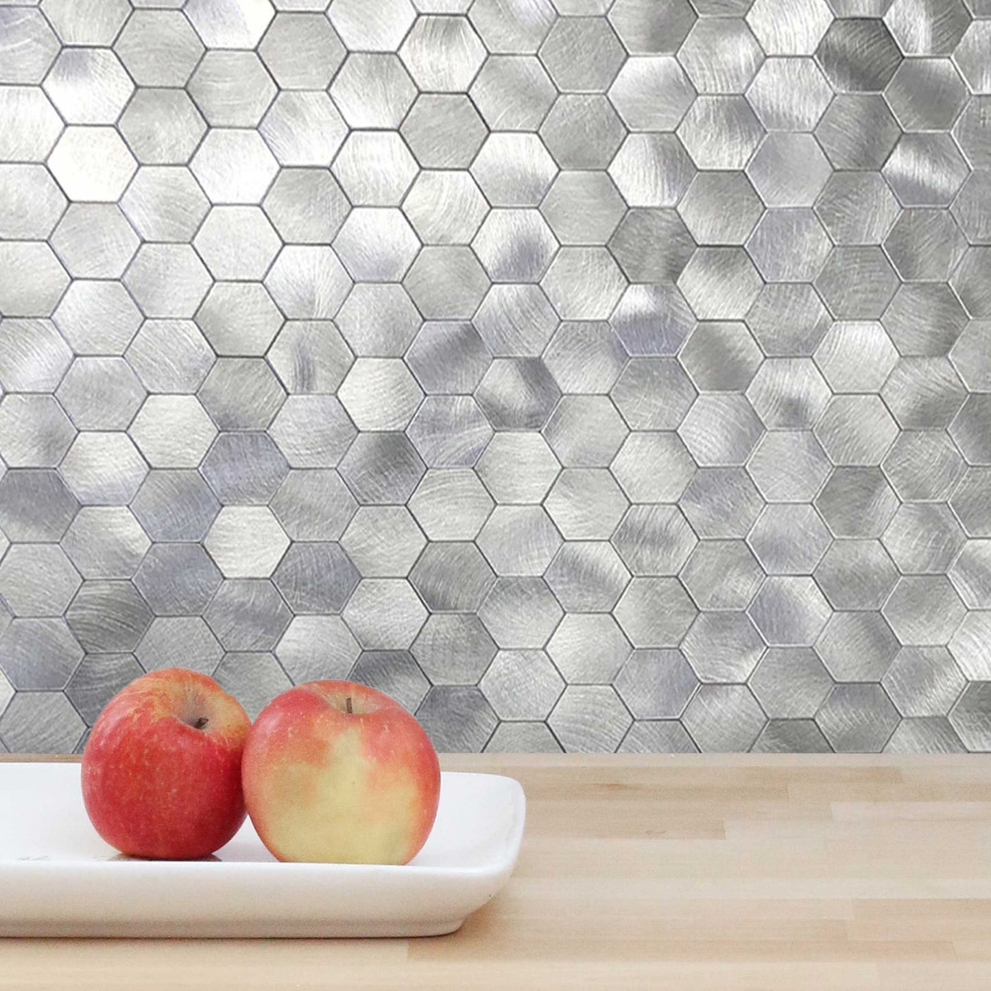 DIP Peel And Stick Composite Tiles (Silver Hex,Hex Mix, Silver Hex) ( 291 X 286mm)(width: 4mm)