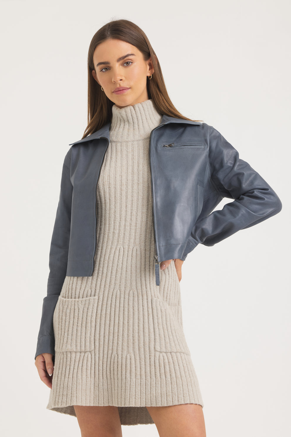 Kyle (Moira) Patina Leather Jacket (color: Pewter) (all Sizes)