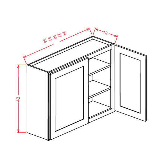 Wall Cabinet - 24"W x 42"H x 12"D - 2D -3S