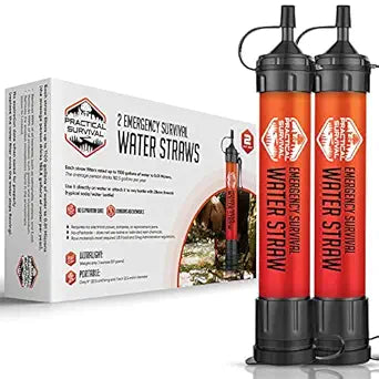 Practical Survival High Capacity Emergency Water Straws (2 Pack)(8" L X 1.5" W X 1.5" H)