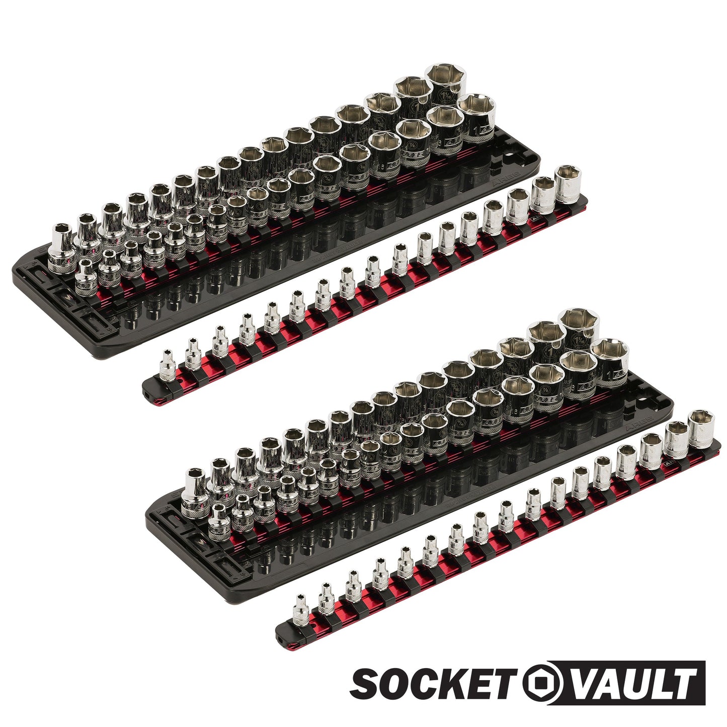 2PC. Socket Vault (Black) With 17" Aluminum Rails (Red)