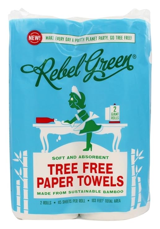 Rebel Green Tree Free Paper Towels 75 shts 2pk, 2ply, 12/cs