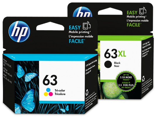 HP 63XL High Yield Black And Tri-Color Ink Cartridges Combo Pack