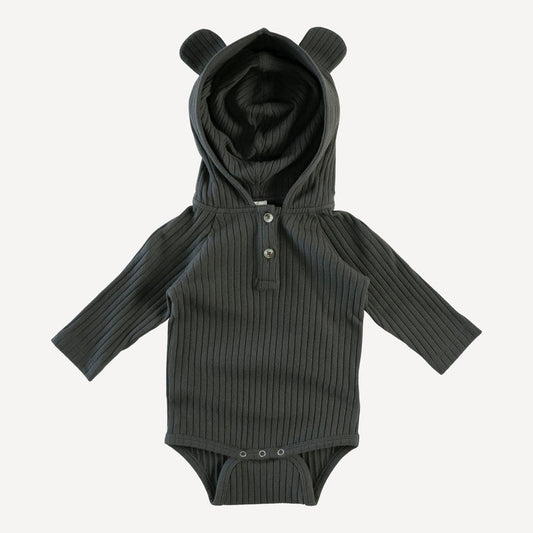 100% Organic Cotton Knitted Baby Short Sleeve Henley Bear Bodysuit (all Colors And All Sizes)