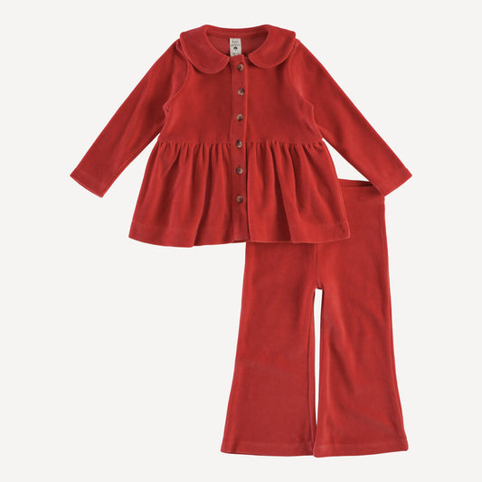 Long Sleeve Peter Pan Top And Flare Pant Set (all Sizes, All Colors)