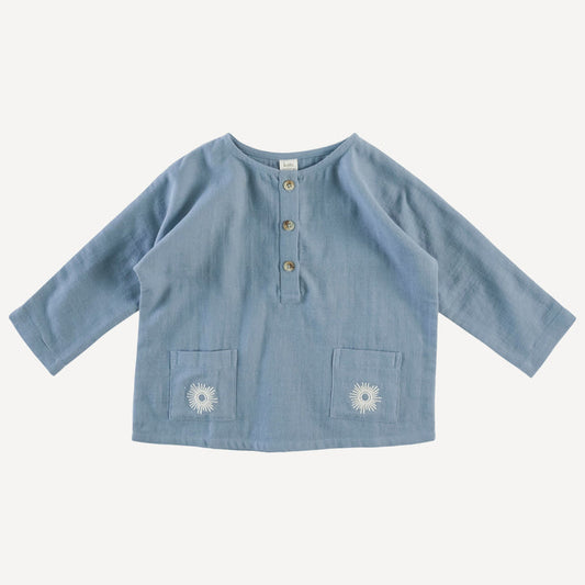 Long Sleeve Embroidered Oversized Henley Pocket Tee Shirt (all Colors And All Sizes)