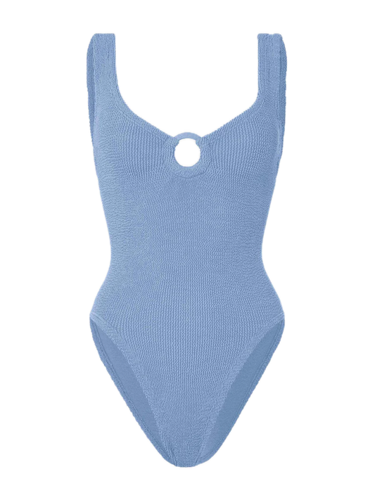 Celine Seersucker One Piece Swimsuit- Cornflower