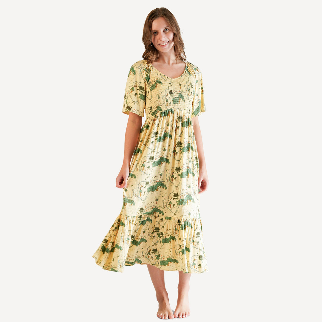 Womens Flutter Sleeve Smocked Midi Dress (all Sizes, All Colors)