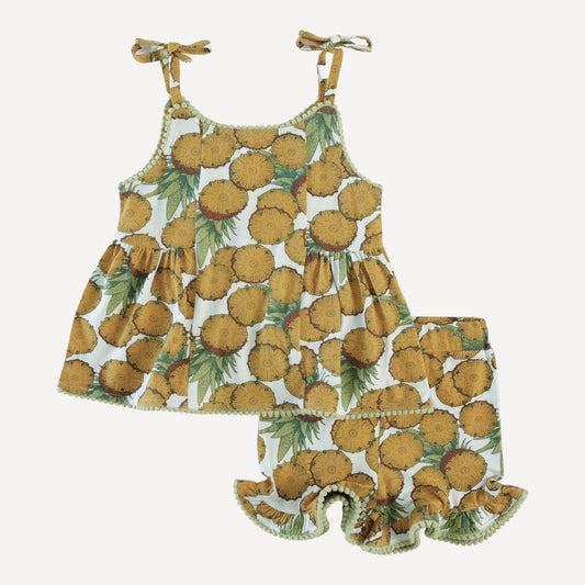 Spaghetti Tie Ballerina Pom Pom Top And Short Set (all Colors, All Sizes) AND Tiny Ruffle Shortie Jumpsuit (all Colors, All Sizes) AND Womens Retro Flutter Tee (all Colors, All Sizes) AND Womens Smocked Short (all Colors, All Sizes)