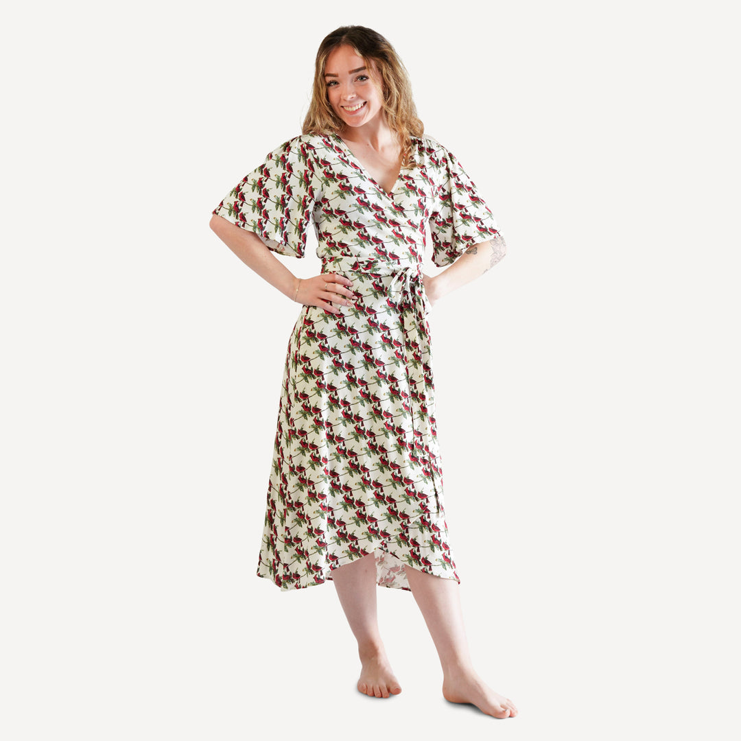 Womens Balloon Sleeve Midi Wrap Dress (all Sizes, All Colors)