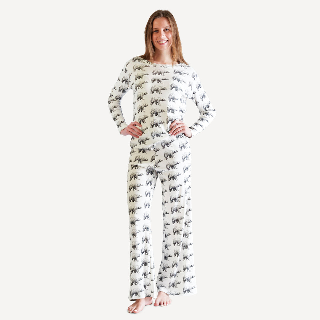 Womens Long Sleeve Crew Neck Pj Set (all Sizes, All Colors)