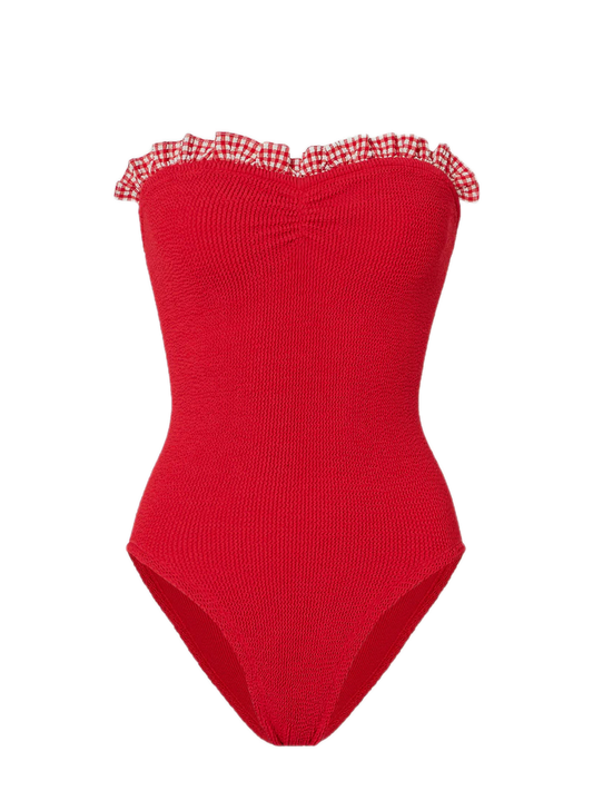 Dolly Swimsuit - RED AND Celine Seersucker One Piece Swimsuit-  Metallic Chocolate