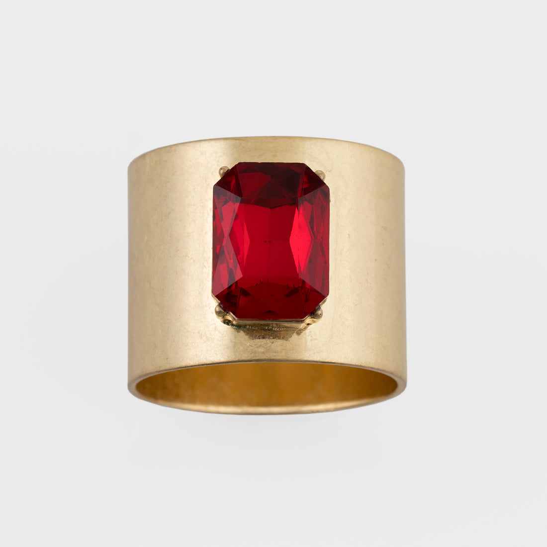 Single Gem Napkin Rings (1.5" X 1.25")  Ruby Red, Set Of Two