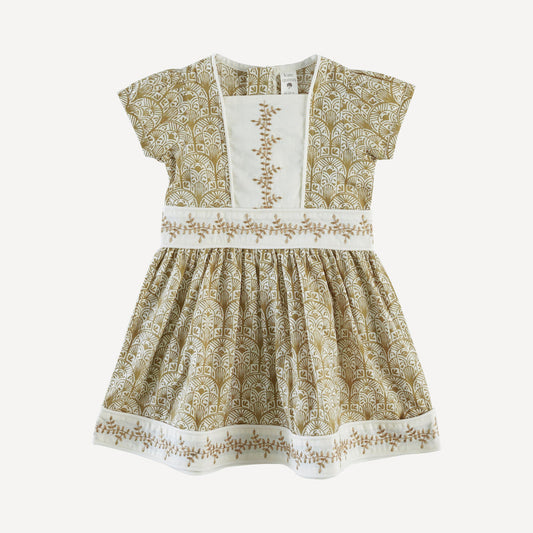 Short Puff Sleeve Piped Square Neck Leaf Dress (all Colors And All Sizes)