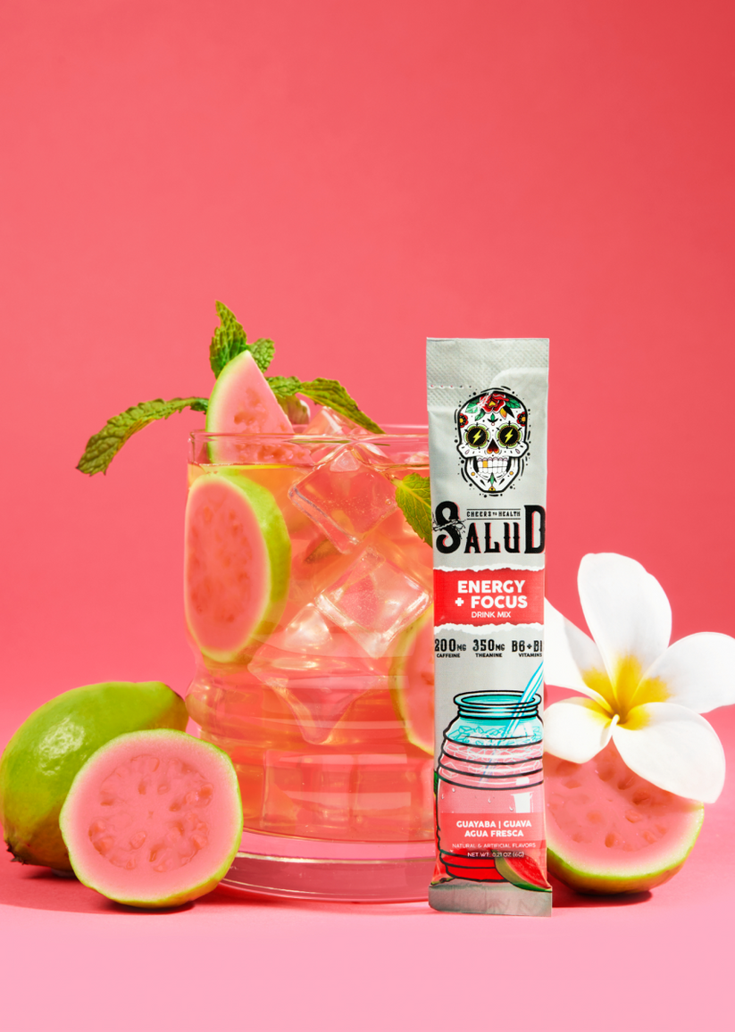 Salud Energy + Focus Drink Mix, Guava Bag (15 Servings)(0.21 Oz. Per Serving)