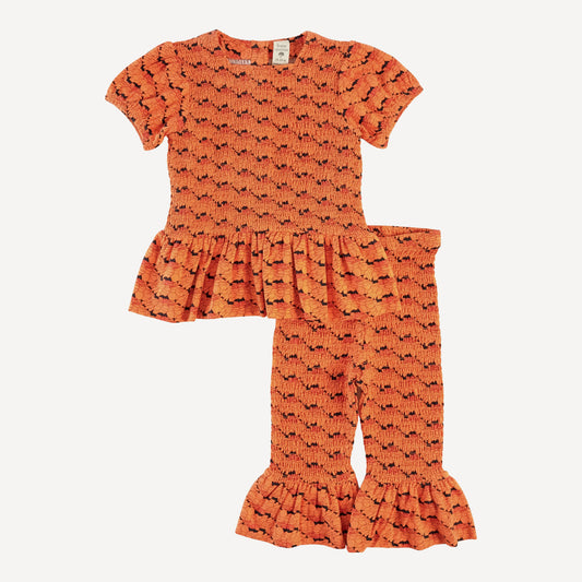 Spaghetti Tie Smocked Ruffle Top And Smocked Pant Set (all Colors, All Sizes) AND Retro Flutter Tee And Gathered Bubble Pocket Short Set (all Colors, All Sizes) AND Short Sleeve Gathered Waist T-shirt Pocket Dress (all Colors, All Sizes)