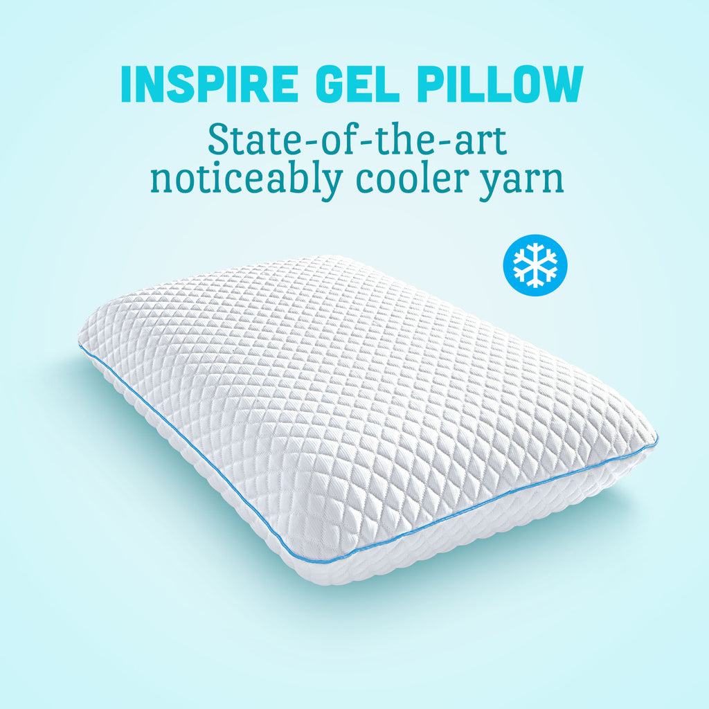 Inspire Cooling Pillow 60x40x14cm, White With Silk Grey Piping