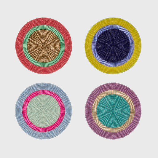 Bright Stripe Coasters (4" Diameter, Set Of Four) AND Stripey Bee Coasters (4" Diameter, Set Of Four)