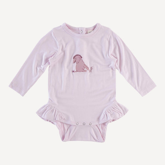 Long Sleeve Ruffle Leg Bodysuit (all Sizes, All Colors)