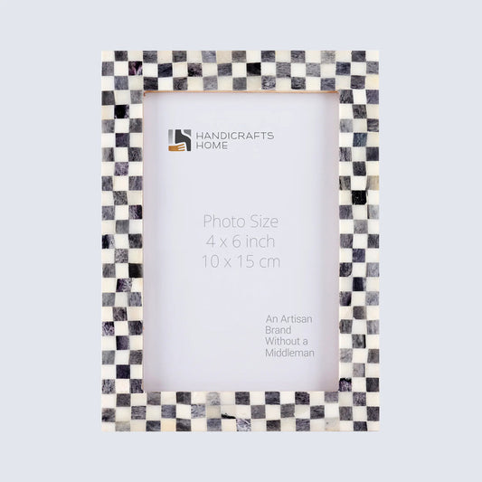 Decorative Picture Frames (Checked Grey White 4X6X0.75 In, Indigo Mosaic 4X6X1 In.)