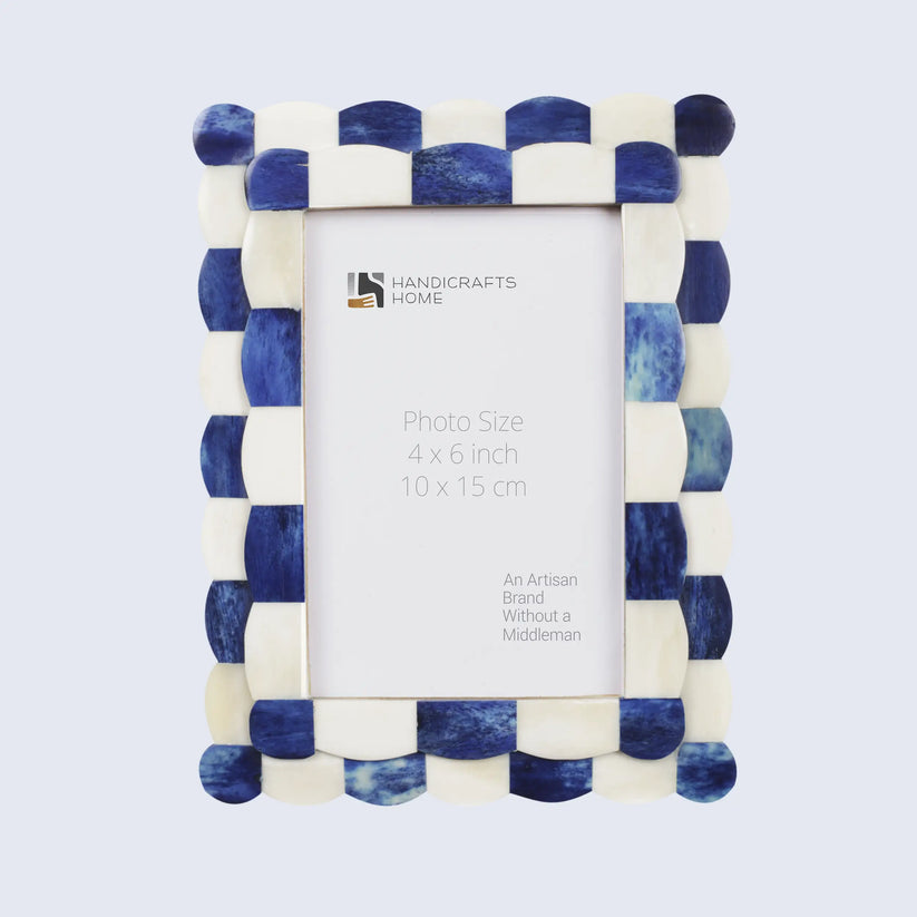 Decorative Picture Frame (4X6X1 In.)(Scalloped Blue White, Scalloped Brown White, Scalloped Green Red, Scalloped Red White)