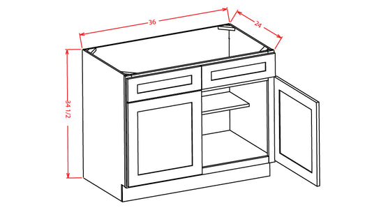 Sink Base - 30"W x 34-1/2"H x 24"D - 2 False Drawer