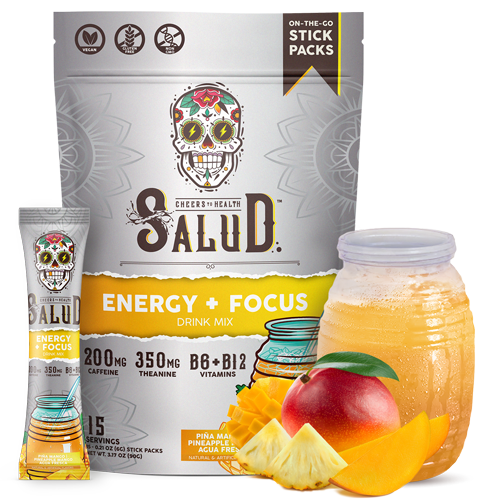 Salud Energy + Focus Drink Mix (Flavor: Pineapple Mango) (15 Servings)(0.21 Oz. Per Serving)