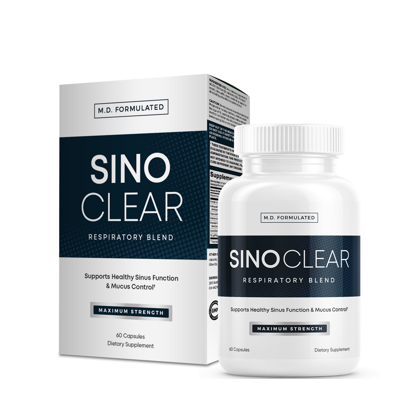 SinoClear PM Lung Detox & Sinus Pressure Relief (60 Capsule Bottle)