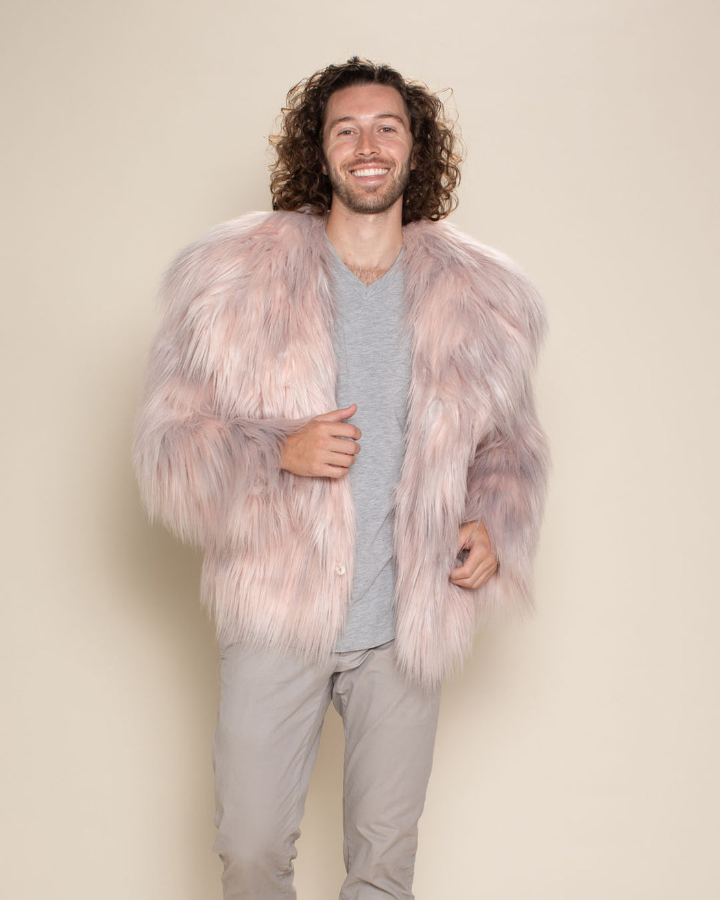 PINK LLAMA COLLARED CE FAUX FUR JACKET (all Sizes)