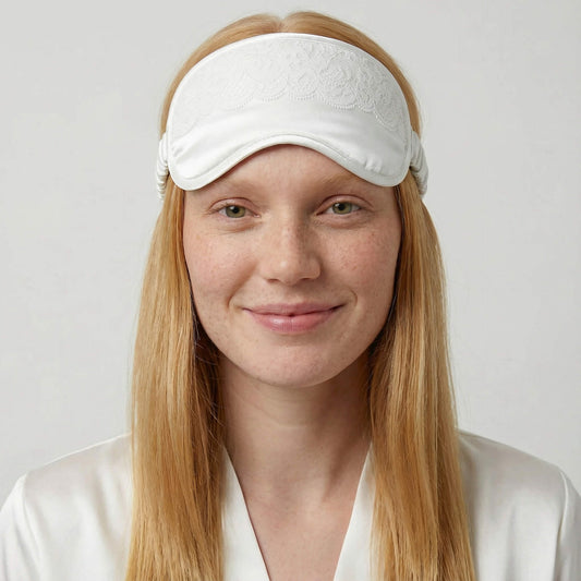 Silky Ecovero Eye Mask  (colors: Off White, Light Blue, Pink)