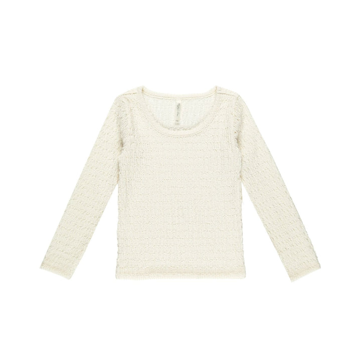 TEXTURED LONG SLEEVE TOP || IVORY (all Sizes)