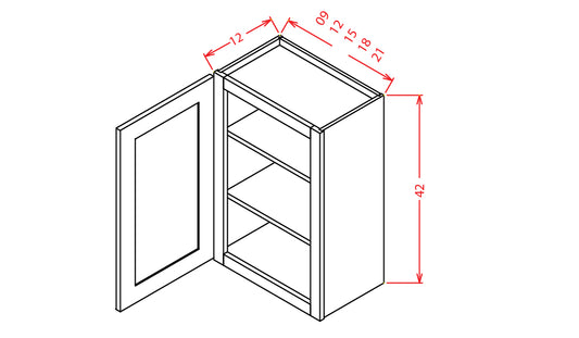 Wall Cabinet - 12"W x 42"H x 12"D - 1D