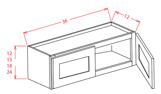 Wall Cabinet - 33"W x 12"H x 12"D - 2D, Wall Cabinet - 12"W x 36"H x 12"D - 1D -2SWall Cabinet - 36"W x 12"H x 12"D - 2D