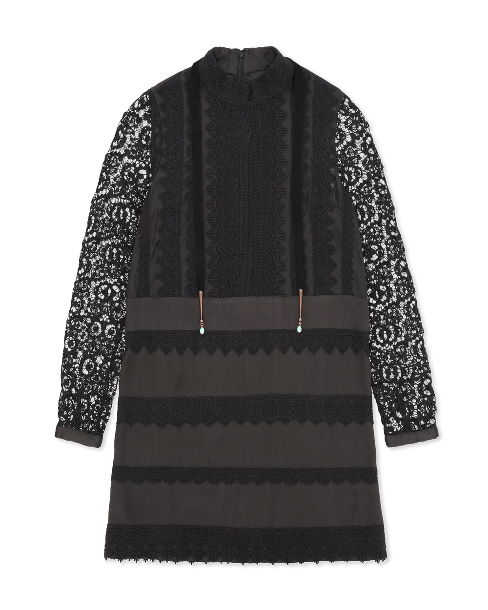 Fortela Crochet Wgervaise Satin Dress - Black (All Sizes)