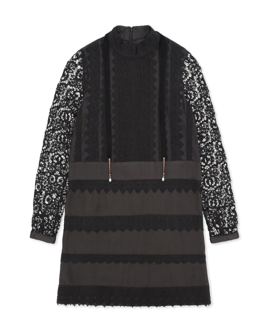 Fortela Crochet Wgervaise Satin Dress - Black (All Sizes)