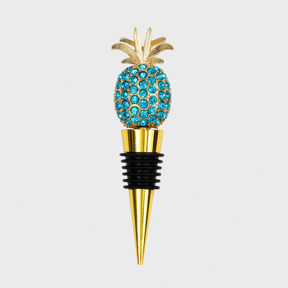 Pineapple Wine Stopper, Turquoise (4" X 1.5 " X 0.5")