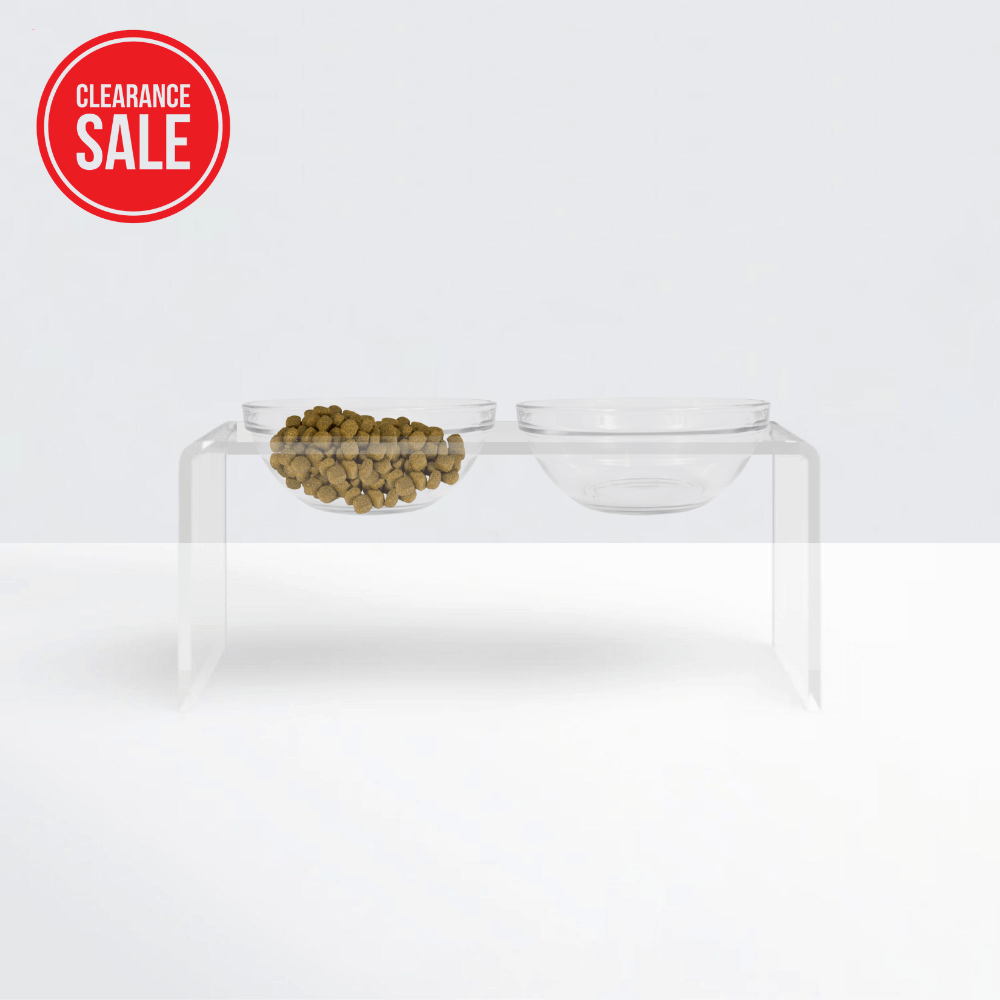 7" Double Bowl Feeder W/2Q Glass Bowls