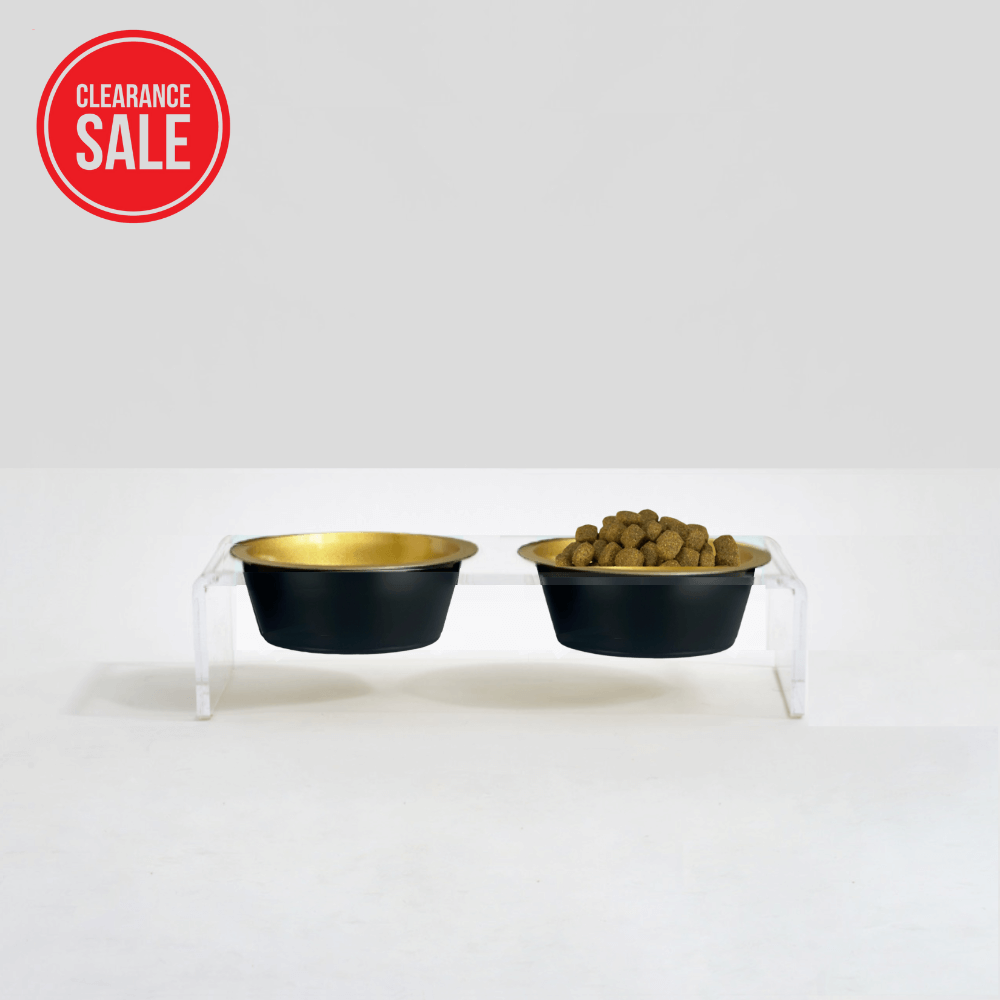 Small Clear Double 1 Quart Glam Bowl Feeder