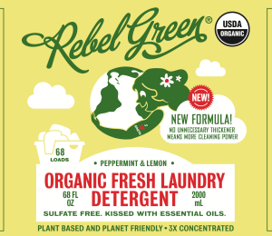 Rebel Green USDA Certified Organic Peppermint Lemon And Unscented Laundry Detergent 4 Packs 68oz