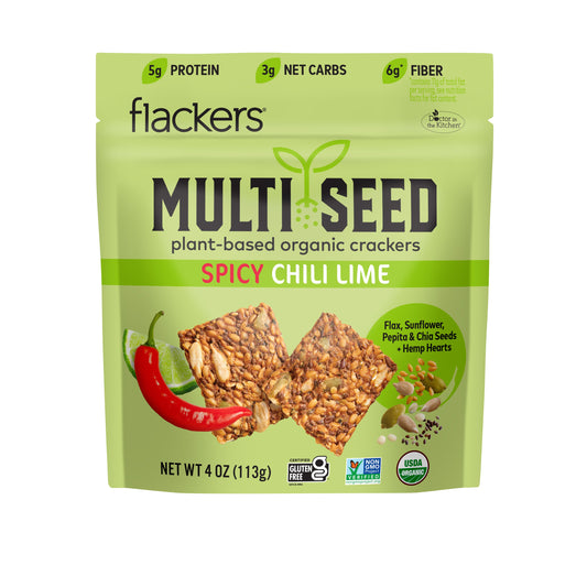 Flackers Crackers (flavors: Spicy Chili Lime, Cheeze Pleaze, Rosemary, Sea Salt, Cinnamon Currant, Savory, Maple Multi Seed) (5oz Bag)