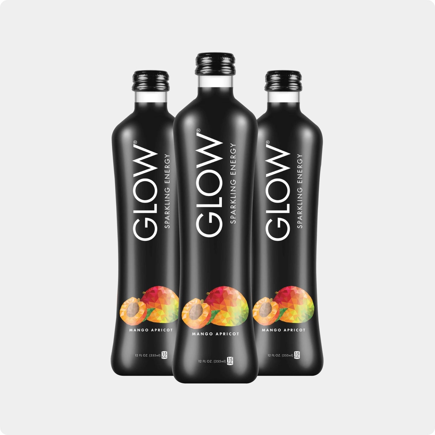GLOW SPARKLING (Variety: INFUSED HYDRATION W/out Caffeine , INFUSED ENERGY W/ Caffeine) - (Flavors: MANGO APRICOT, SPICY WATERMELON) 12 Pack 12oz Glass