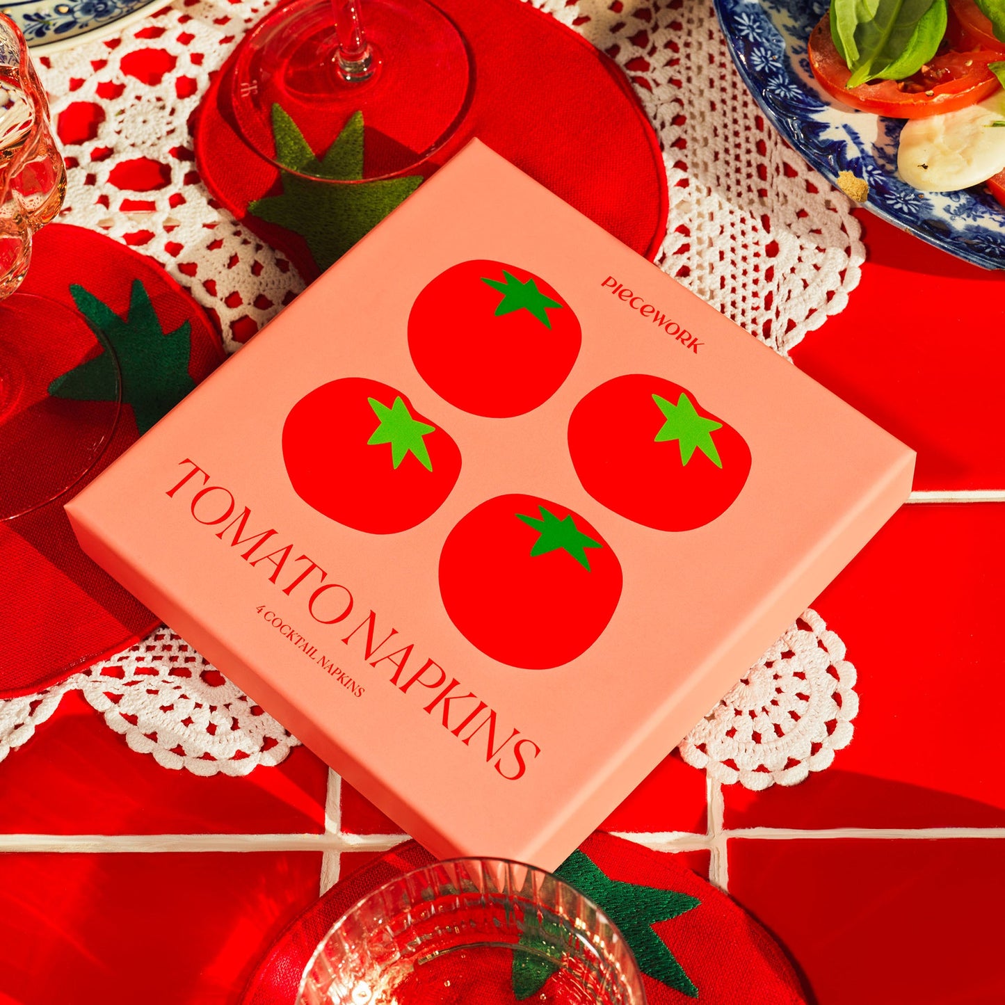 Tomato Cocktail Napkins(Set Of 4)